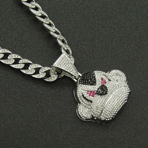 Hip Hop Full Diamond Three-dimensional Monkey Pendant Necklace Domineering Cuban Chain Necklace