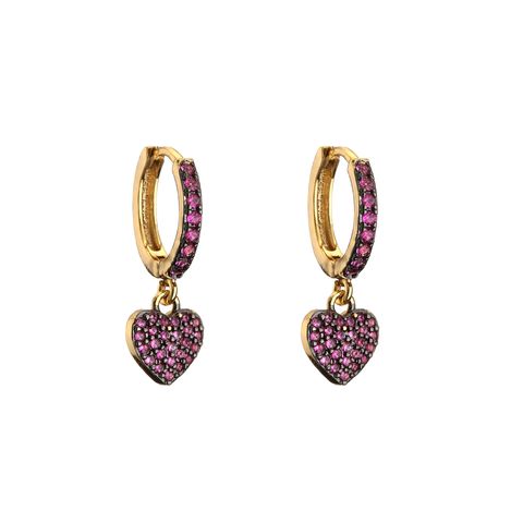 Fashion Micro-inlaid Zircon Colored Diamonds Two-tone Electroplating Heart-shaped Earrings