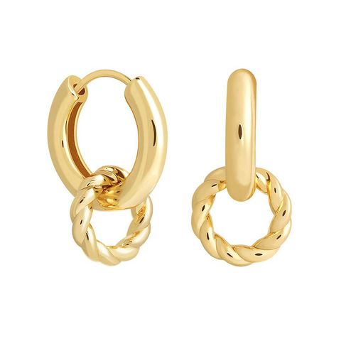 Retro Double Ring Interlocking Earrings European And American Exaggerated Copper Ear Jewelry
