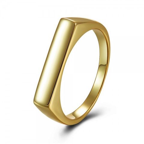 Simple Atmosphere Golden Flat Index Finger Copper Plated 18k Gold Ring Wholesale