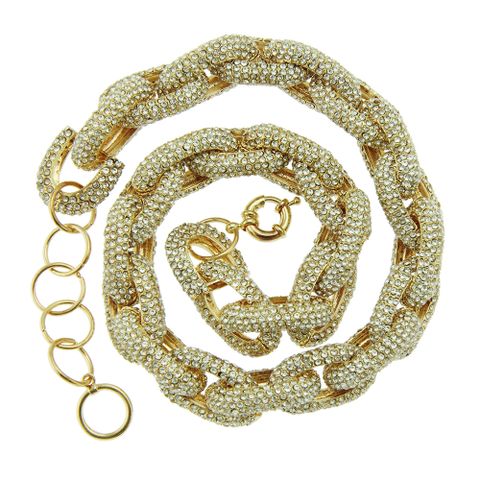 Fashion Three-dimensional Oval Full Diamond Bamboo Alloy Necklace