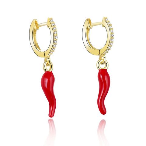 Fashion Ear Jewelry Earrings Epoxy Red Yellow Pepper Pendant Earrings