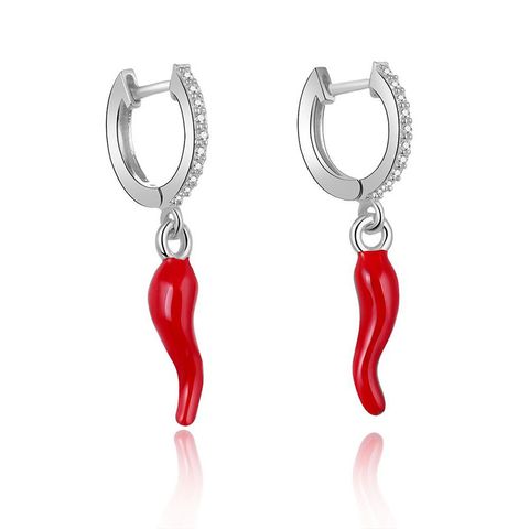 Fashion Ear Jewelry Earrings Epoxy Red Yellow Pepper Pendant Earrings