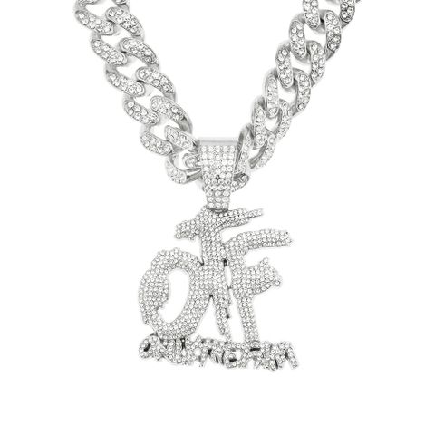 Creative Stitching Full Diamond Letter Pendant Alloy Necklace