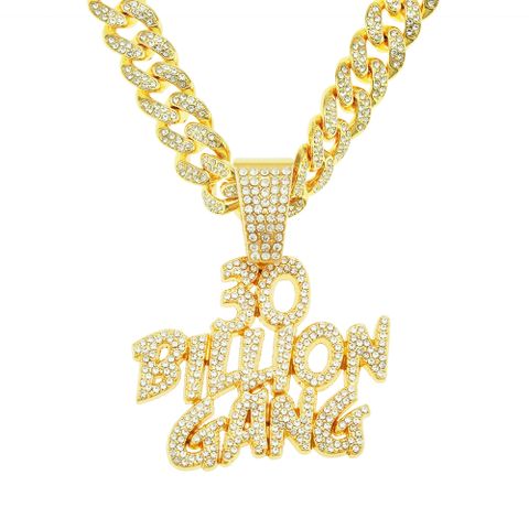 Fashion Stitching Diamond Pendant Thick Necklace Alloy Cuban Necklace