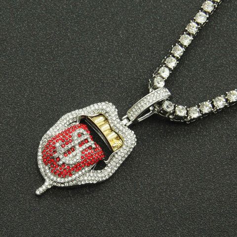 Fashion Full Of Diamond Three-dimensional Dollar Tongue Alloy Necklace