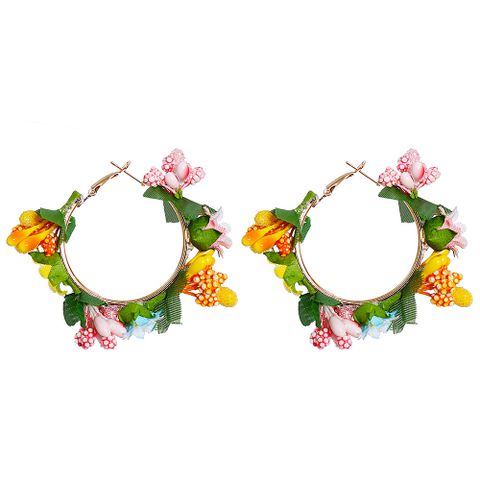 Retro Fashion Artificial Flower Leaf Earrings Jewelry