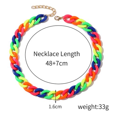 Fashion Multicolor Acrylic Necklace Non-fading Rock Punk Thick Chain Necklace