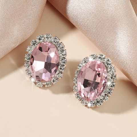 Light Pink Crystal Metal Earrings Wholesale