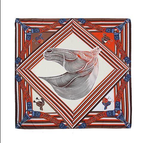 European American New Twill Silk Square Striped Headscarf Shawl Scarf