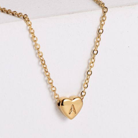 304 Stainless Steel 18K Gold Plated Simple Style Plating Heart Pendant Necklace