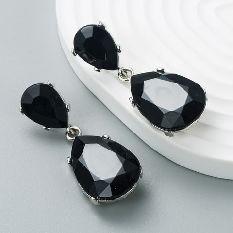 Fashion Alloy Resin Rhombus Geometric Earrings Female Black Simple Korean Earrings