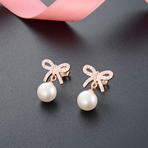 Boucles D&#39;oreilles Coréennes En Micro Diamant Boucles D&#39;oreilles En Perles D&#39;argent S925