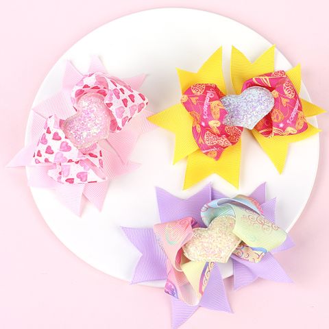 Children's Bows Hairpin Wholesale Multi-layer Bow Heart Hair Clip Color Matching 23 Colors