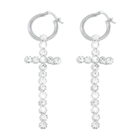 Fashion Full Diamond Cross Earrings Wholesale