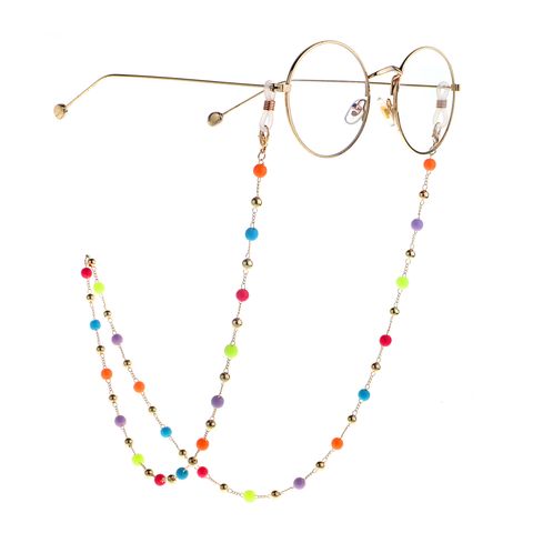 Fashion Sweater Chain Glasses Chain Multi-purpose Gold Jelly Color Round Beads Glasses Chain