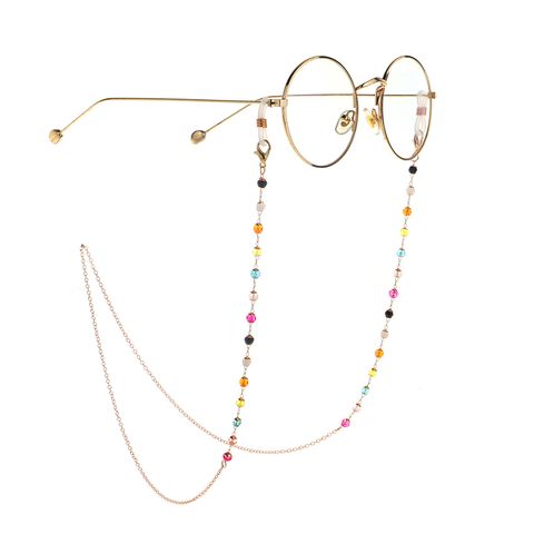 Factory Direct Sales Internet Celebrity Same Style Eyeglasses Chain Colorful Crystal Handmade Eyeglasses Chain Reading Glasses Anti-lost Chain