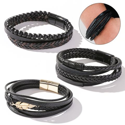 Fashion Geometric Pu Leather Unisex Bracelets