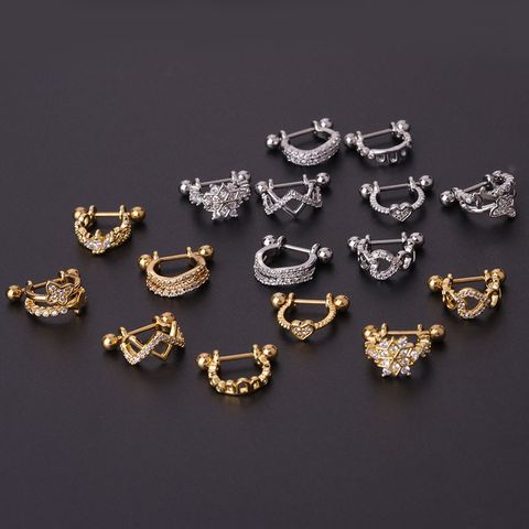 Ear Cartilage Rings & Studs Fashion Crown 316 Stainless Steel  Copper Plating