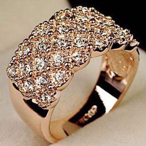 Full Of Diamond Real Gold Plated Hypoallergenic Ring