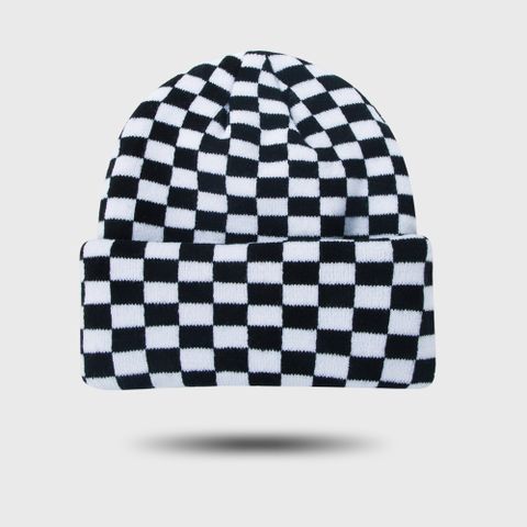New Hat Warmth Fashion Retro Checkerboard Knitted Hat Korean Cold Hat
