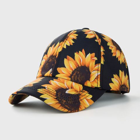 Fashion Sunflower Printing Ponytail Baseball Cap Colorful Printed Cap Wholesale
