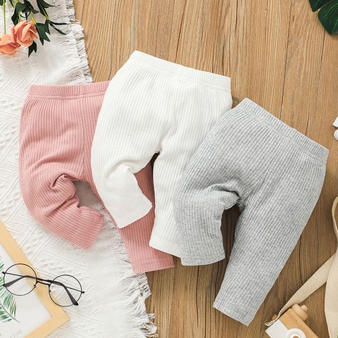 Baby Fashion Hang Striped Leggings Conjunto De Varias Piezas Pantalones Casuales De Color Puro Para Bebés Conjunto De Tres Piezas