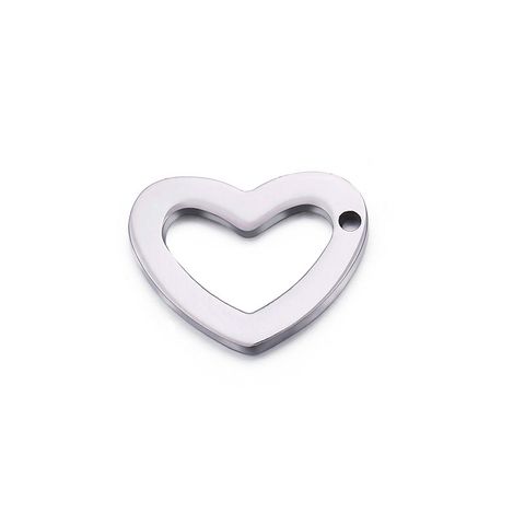 Korean Version Heart-shaped Accessories Single And Double Hole Jewelry Pendant Stainless Steel Accessories Wholesale