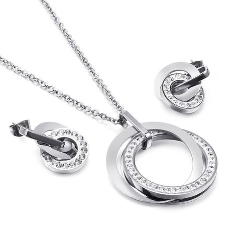New Style Stainless Steel Jewelry Wholesale Double Ring Interlocking Diamond Jewelry Wholesale