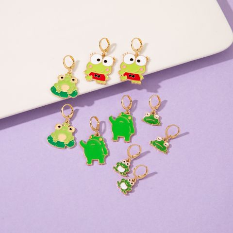 New Fashion Cartoon Frog Earrings Personality Alloy Dripping Oil Cute Color Frog Ear Clip