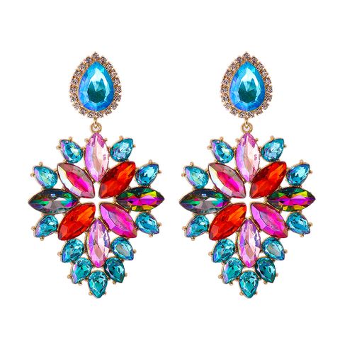 Fashion Color Diamond Alloy Diamond Geometric Earrings European And American Earrings