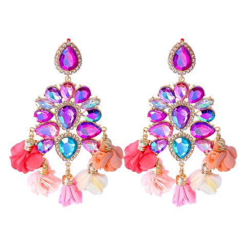New Bohemian Color Diamond Flower Fearrings Personalized Jewelry Wholesale