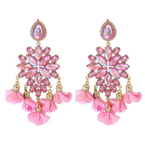 New Bohemian Color Diamond Flower Earrings Personalized Wholesale
