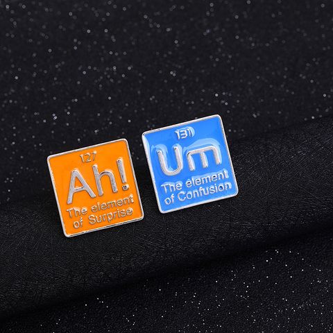 New Geometric Square Letter Brooch Personality Cycle Element Enamel Badge Chemical Element Badge