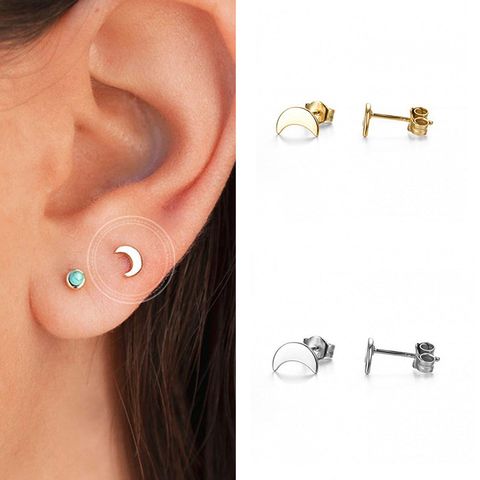 European And American S925 Silver Needle Moon Cute Crescent Copper Earring Female