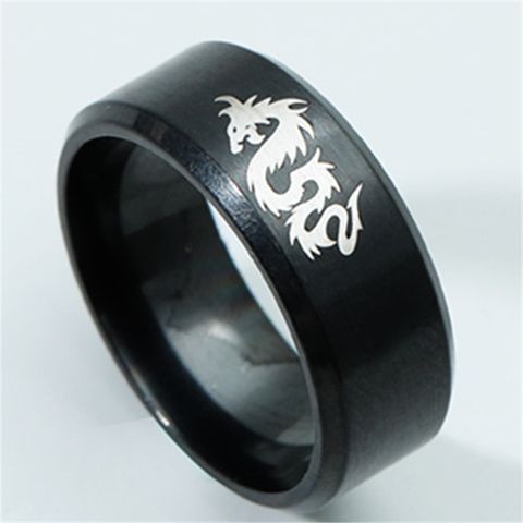 316 Titanium Steel Ring Men's Dragon Pattern Ring
