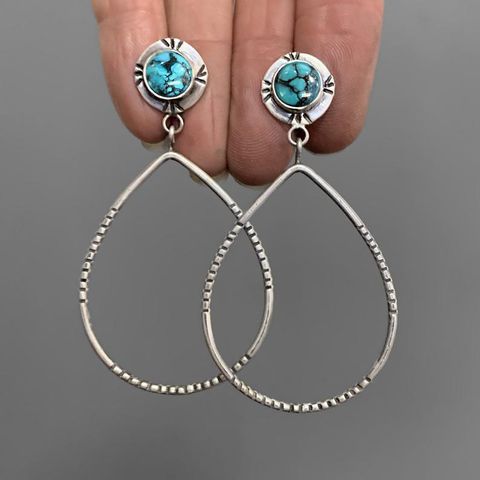 New Fashion Water Drop Turquoise Earrings Retro Exaggerated Earrings