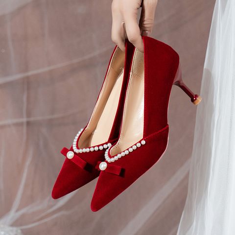 Fashion Women's Shoes Stiletto High Heels Women Pearl Bridesmaid Shoes
