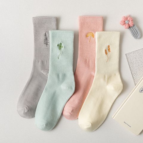 Summer Thin Cotton Socks Trendy Cute Students Pure Color Pile Socks