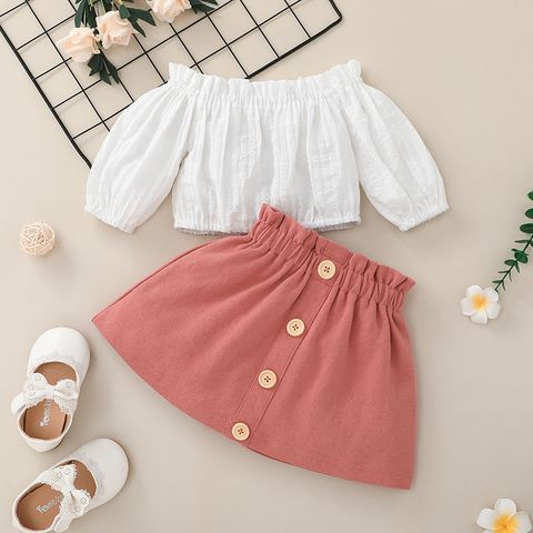Fashion Long-sleeved One-shoulder Blouse Skirt Baby Suit Wholesale Nihaojewelry