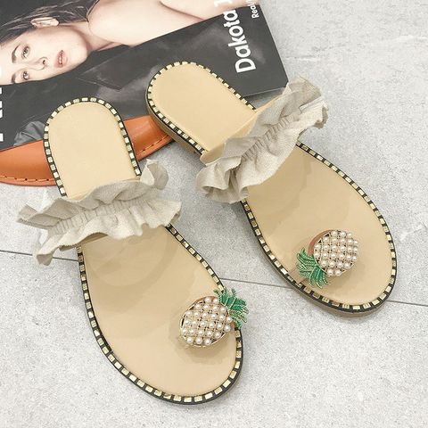 Sandalias De Punta Nueva, Zapatos De Playa De Encaje De Piña