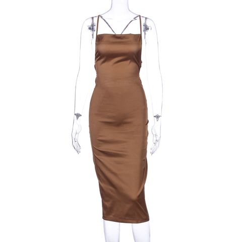 French Sling Fashion Women's Suspender Skirt Lady Satin Dress
