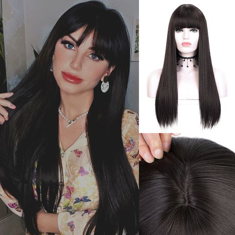 Wigs European And American Front Lace Long Straight Wigs
