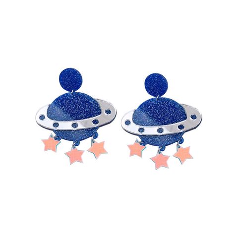 European And American Acrylic Planet Mirror Colorful Star Tassel Earrings