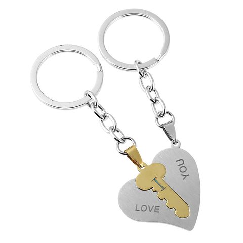 Exquisite Gift Heart Couple Stainless Steel Key Heart-shaped Keychain