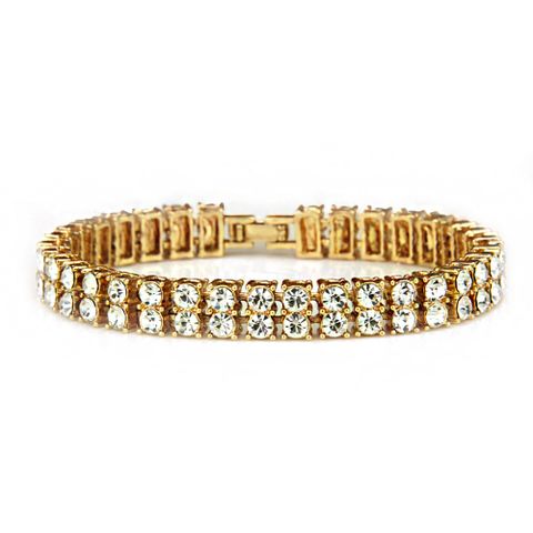 Row Diamond Men's Full Rhinestone Thick Bracelet