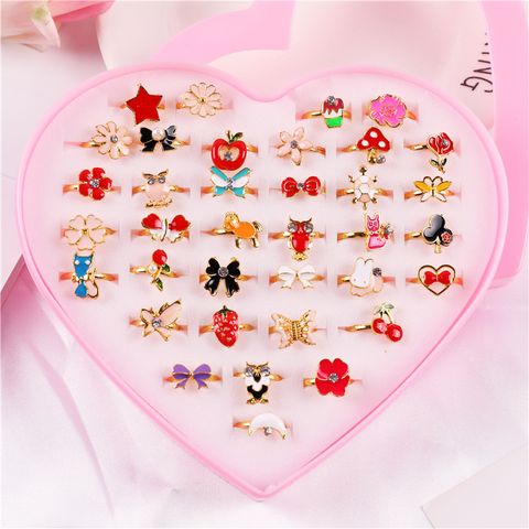 Children's Ring Set Alloy Girl Exquisite Ring Adjustable 36 Pieces