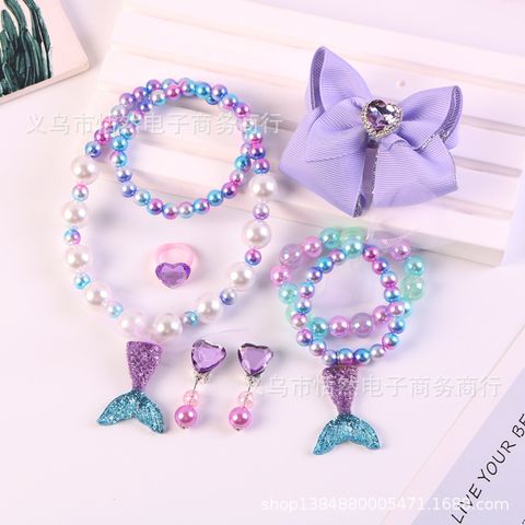 Princess Set Pearl Necklace Bracelet Ring Earring Set