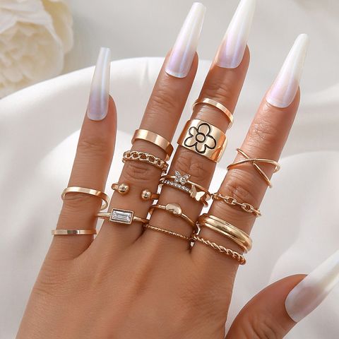 European And American Fashion Butterfly 15-piece Set Flower Finger Tail Ring