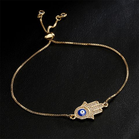 Fashion Drop Oil Micro-inlaid Zircon Palm Demon Eye Lucky Gold Bracelet